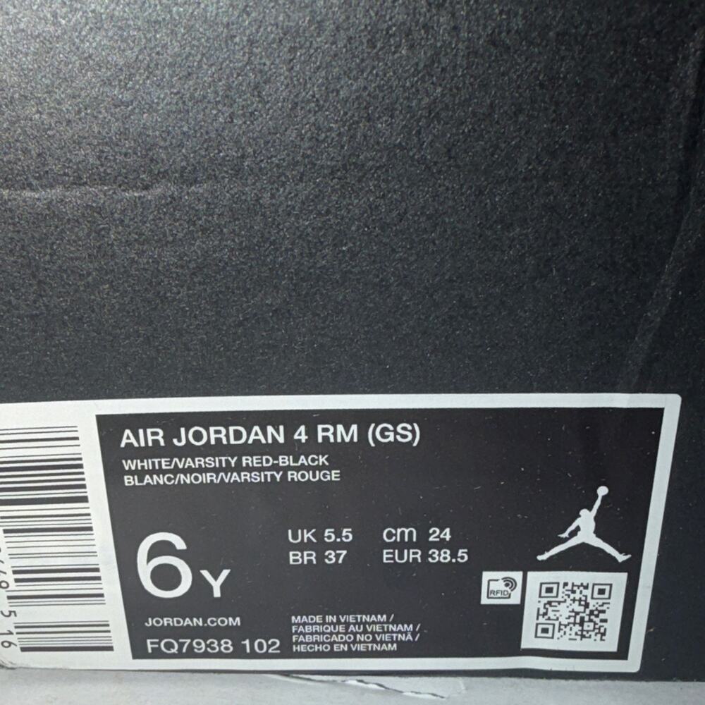 Jordan Air Jordan 4 RM (GS) Boys 6Y White/Varsity Red Black FQ7938-102 - Picture 7 of 7